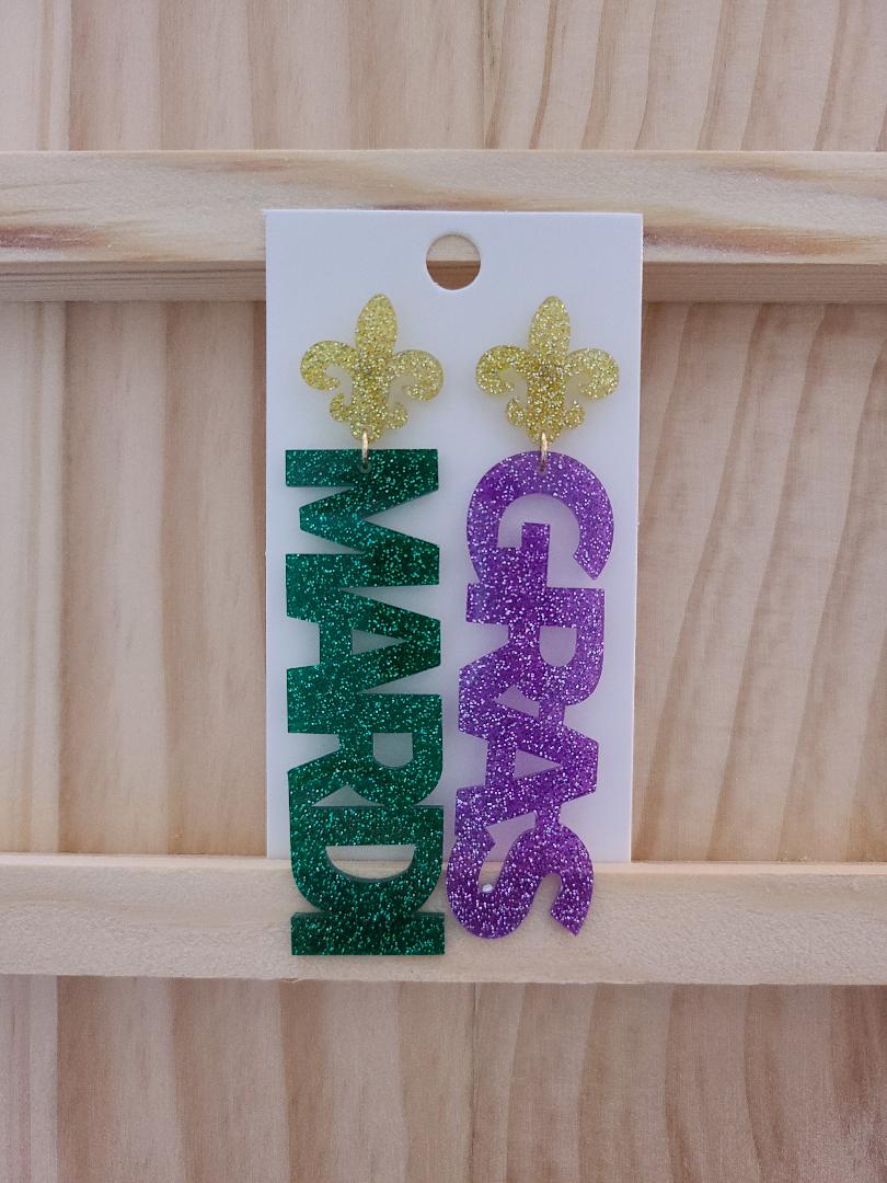 "Mardi Gras" Dangle Earrings